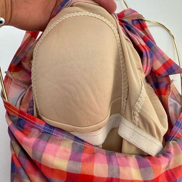 Girlhowdy Women’s Retro Pinup Inspired Multicolor Gingham Plaid One Piece Swimsu - Picture 8 of 15